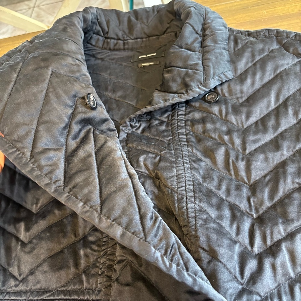 Isabel Marant Black Cream Ivory Quilted Chore Utility Jacket Bomber Silk Boxy 40 - Picture 13 of 13